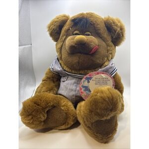 NEW W/TAGS Vintage 1996 Uneeda Talking Teddy Bear Plush Brown WORKS Overalls